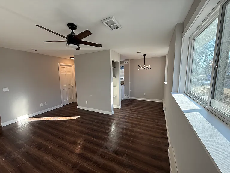 Living room into dining area