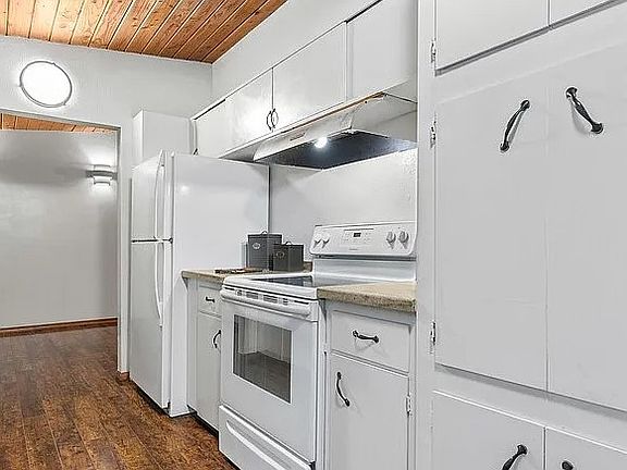 Kitchen with old fridge (see other photo for new fridge)