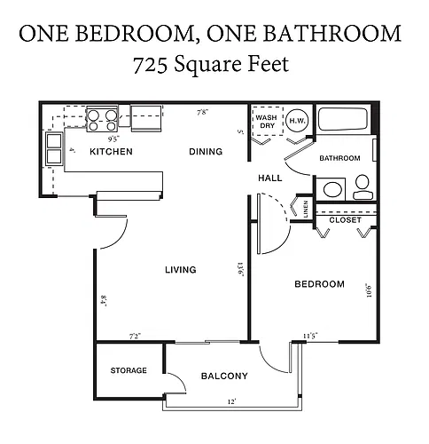 Floor plan 1 Bedroom 1 Bathroom