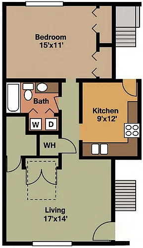 Floor plan One Bedroom One Bath Extra Large