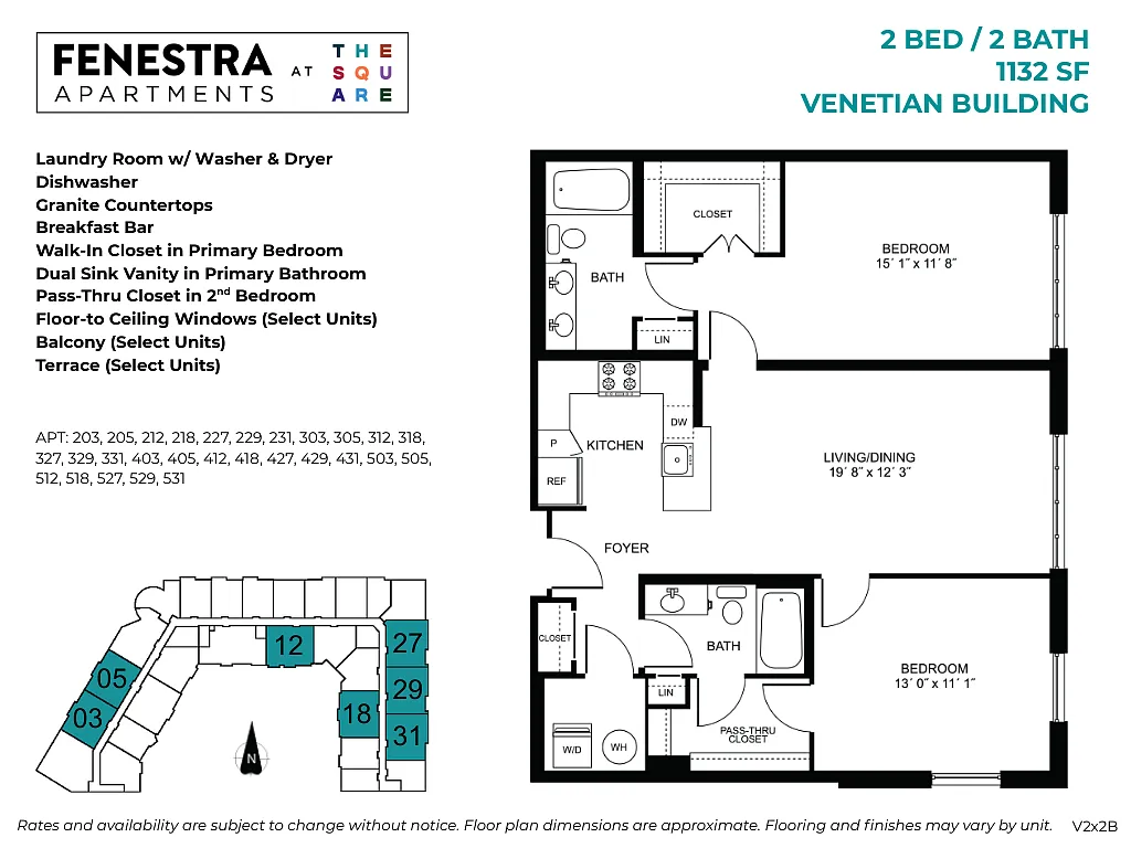 Floor plan Venetian - 2 Bed / 2 Bath