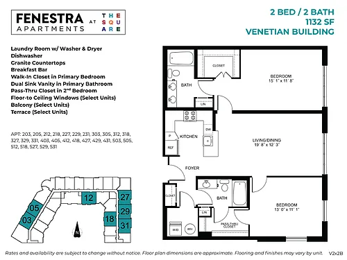 Floor plan Venetian - 2 Bed / 2 Bath