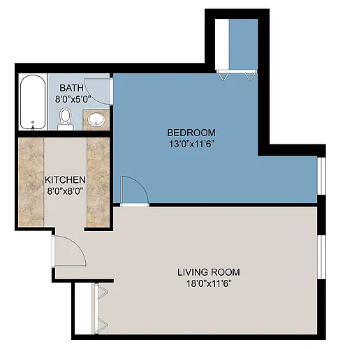 Floor plan 1 Bed 560