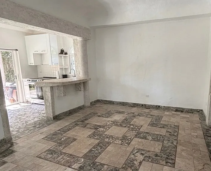 Living room looking into the kitchen
