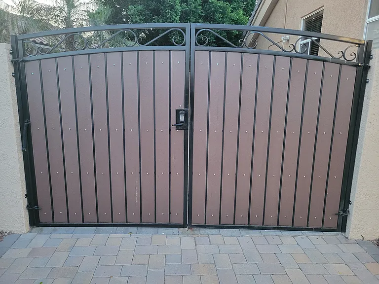 Custom design RV gate & matching side gate on the other side of the house with mechanical locks on both