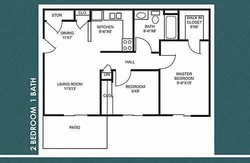 Floor plan 2BR 1BA