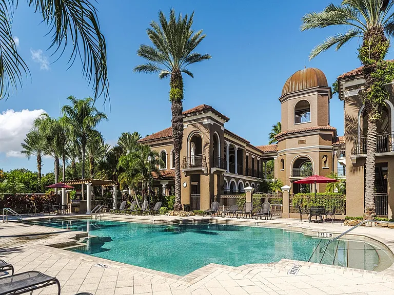 Palm-lined pool retreat