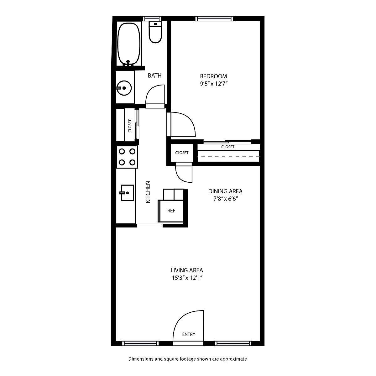 Floor plan 1 Bedroom / 1 Bath