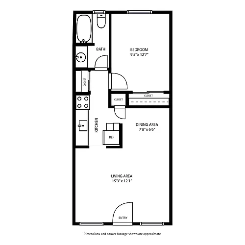 Floor plan 1 Bedroom / 1 Bath
