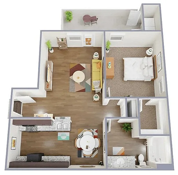 Floor plan 1 Bedroom 1 Bath A2