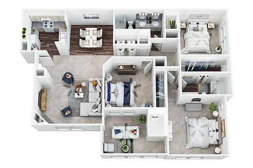 Floor plan C-2 (3 bedroom 2 bath)