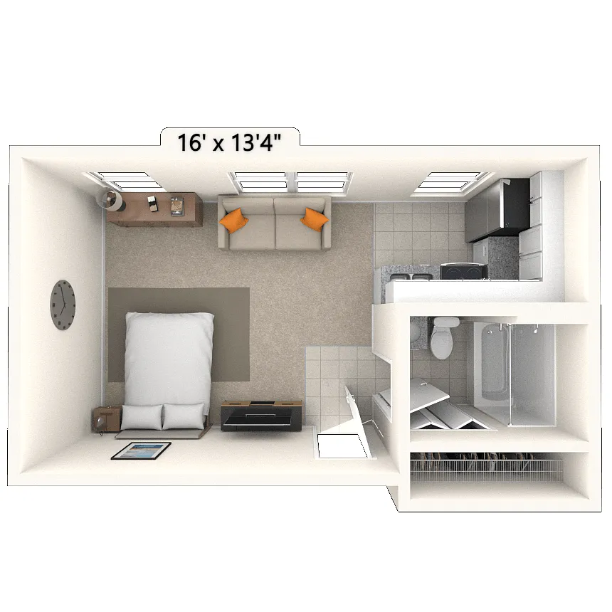 Floor plan Studio 0x1 344 SF