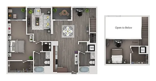 Floor plan 1/2 w/ Loft + Den