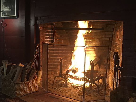 One of three fireplaces 