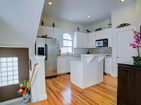 Bright kitchen next to the dining room