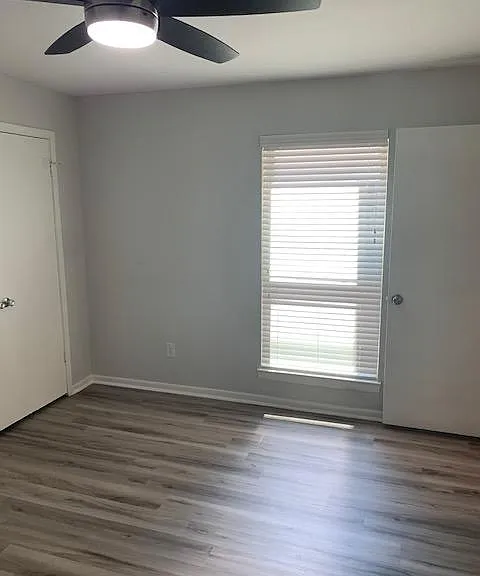 Master bedroom, new window, new fan with LED lighting