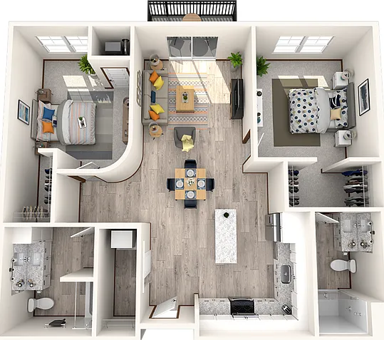 2 bedroom, 2 bathroom 2 bedroom, 2 bathroom