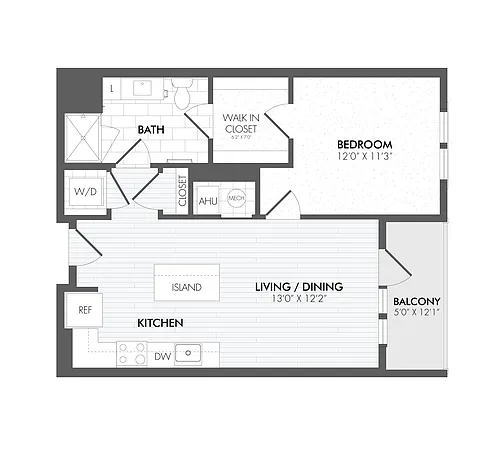 Floor plan 1 Bed/1 Bath-A1