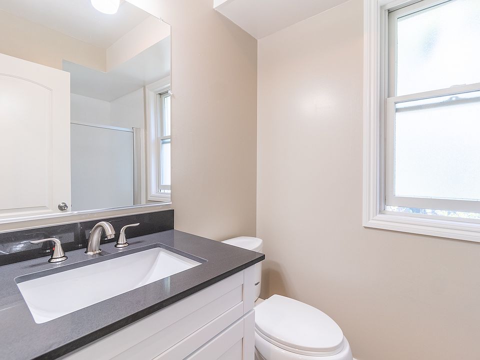 Modern, polished bathroom