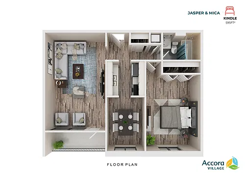 Floor plan Mica Kindle (1 Bed)