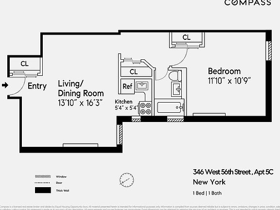 2nd image of 346 W 56th St APT 5C
