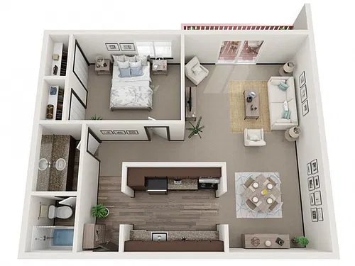 Floor plan One Bedroom, One Bathroom