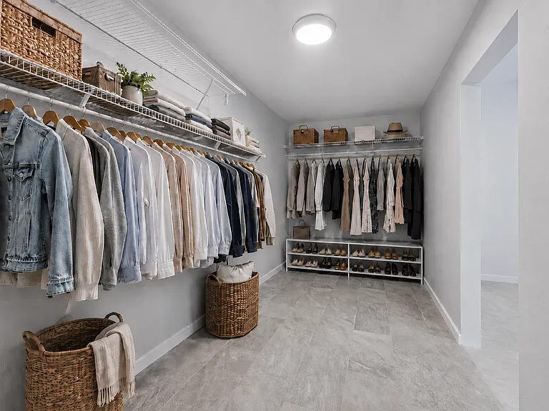 Ensuite walk in closet staged 2
