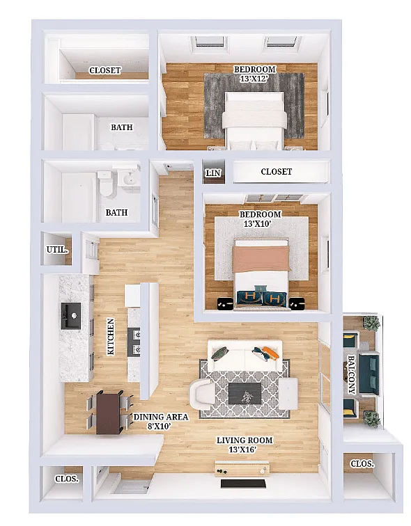 Floor plan Renovated 2 bedroom 2 bathroom