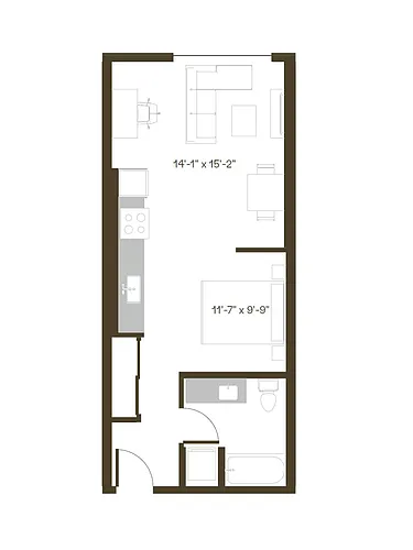 Floor plan Studio, 1 Bath S3