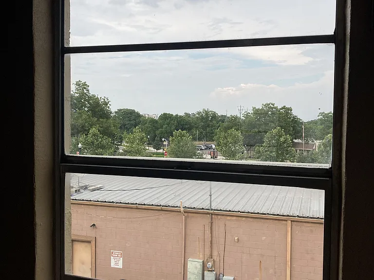 View of the river/park from the window in the dining room