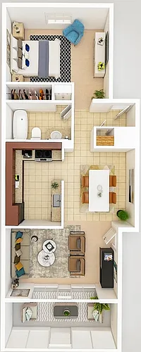 Floor plan 1 Bed 1 Bath