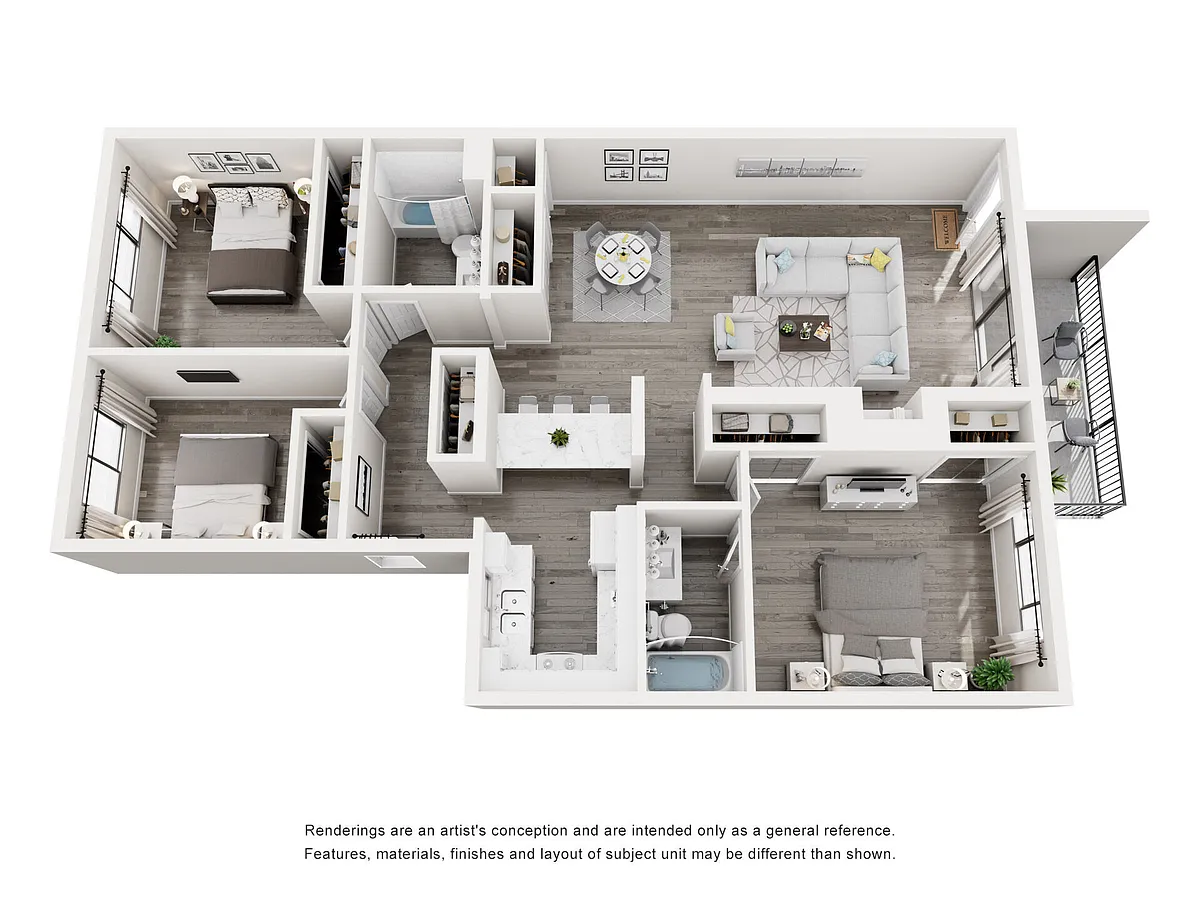 Floor plan 3BD, 2BTH