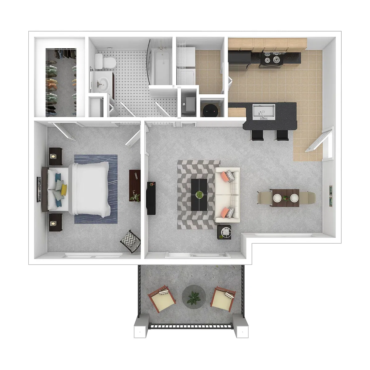 Floor plan One Bed / One Bath