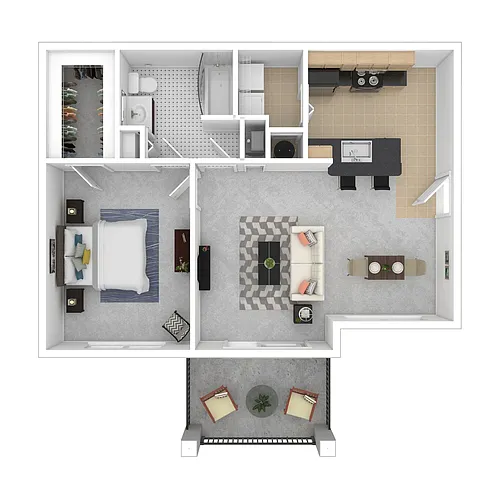 Floor plan One Bed / One Bath