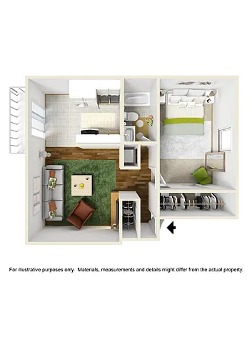 Floor plan Hudson South 1x1f