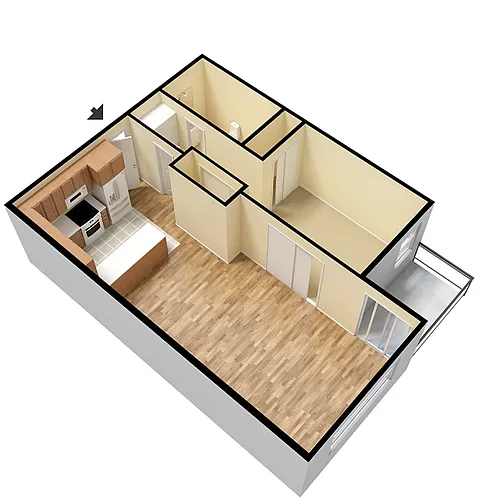 Floor plan 1 Bedroom, 1 Bath - Unfurnished