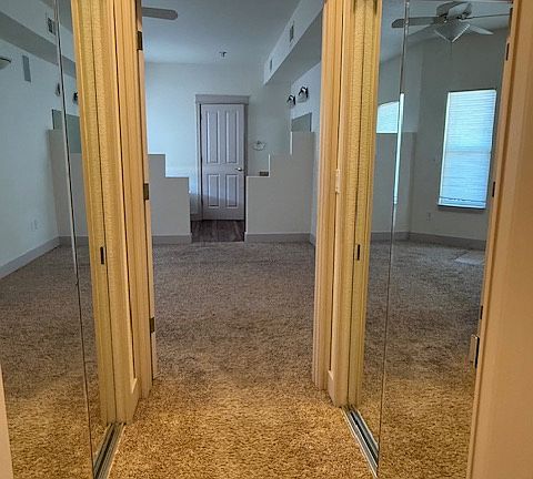 Double closets w/mirror doors
