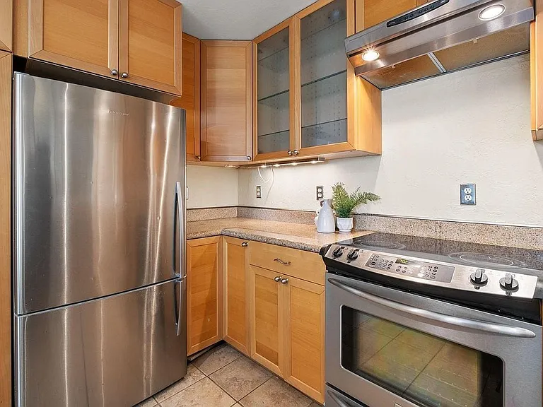 Luxury appliances and granite countertops in chef's kitchen