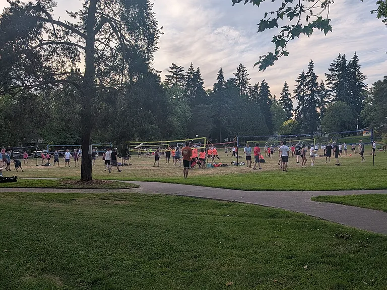 Sandel Park (half block away). Volleyball on Tuesday summer nights is an annual event!