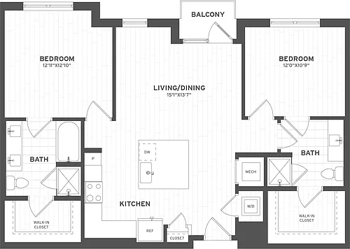 Floor plan 2 Bed/2 Bath-B2