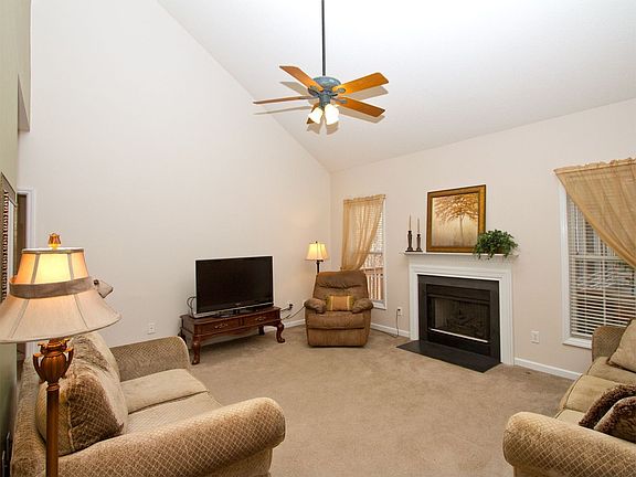 The convenient gas logs take the chill off cool autumn and winter nights.