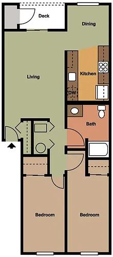 Floor plan 2 Bed 1 Bath