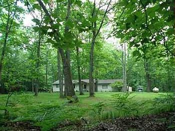 NICE TREE LINED DRIVEWAY IS 900 FEET BACK TO THIS HOME IN THE WOODS. LOTS OF OAKS TO BRING THE DEER.