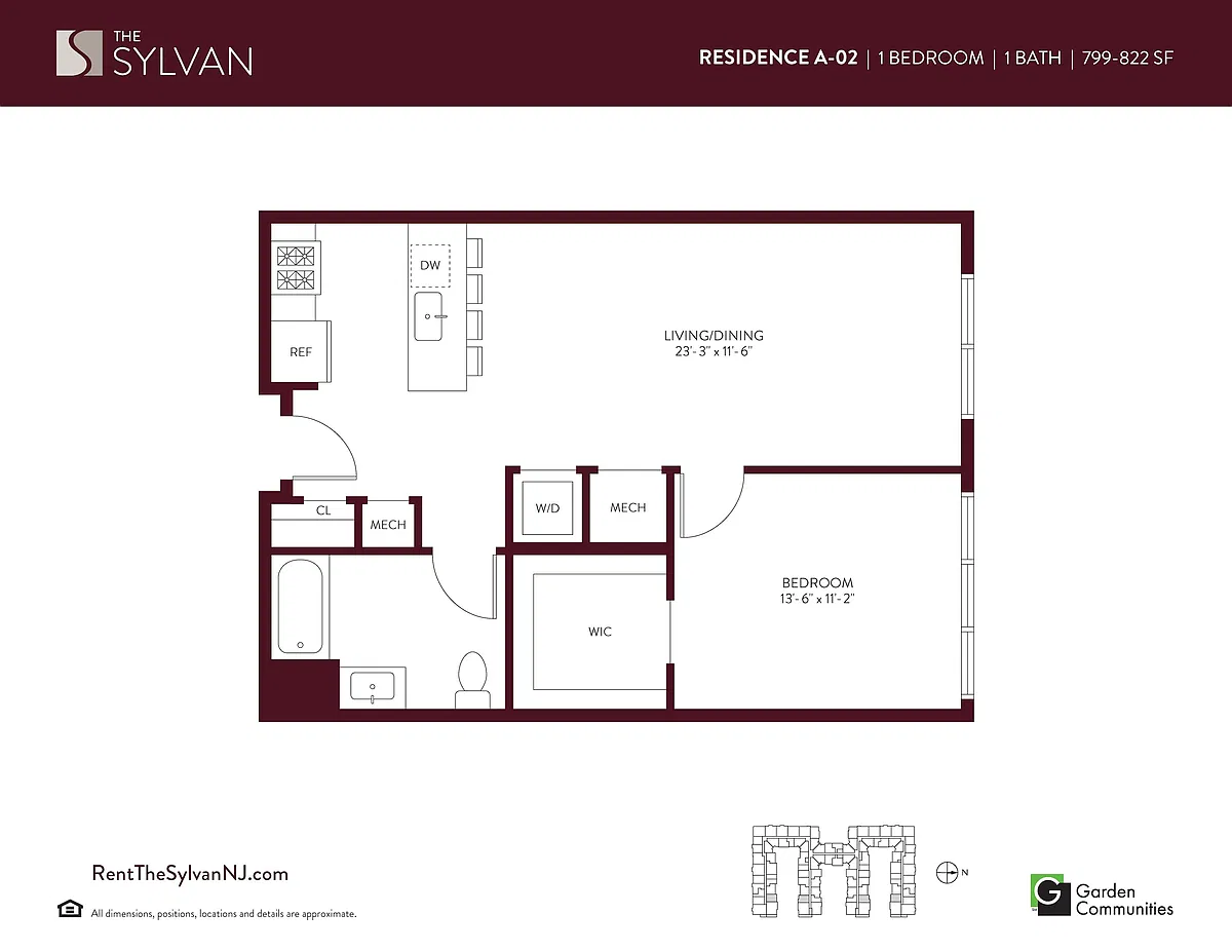 Floor plan One Bedroom Apartment A-02
