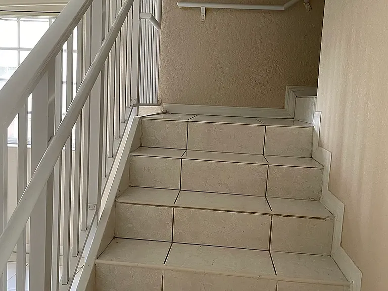 The bedrooms are upstairs
