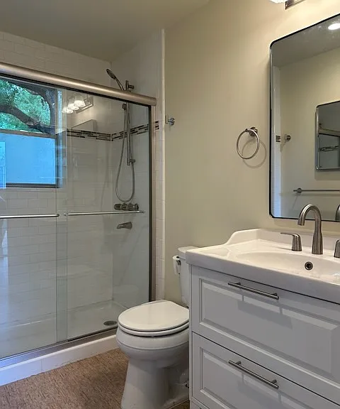 The downstairs full bathroom.