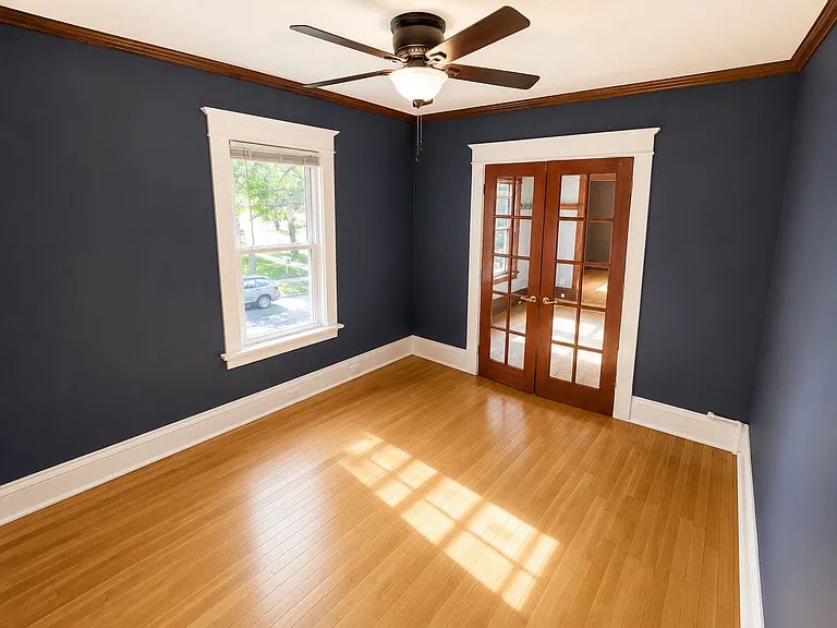 Bedroom 1 (not pictured- french curtains for glass doors)