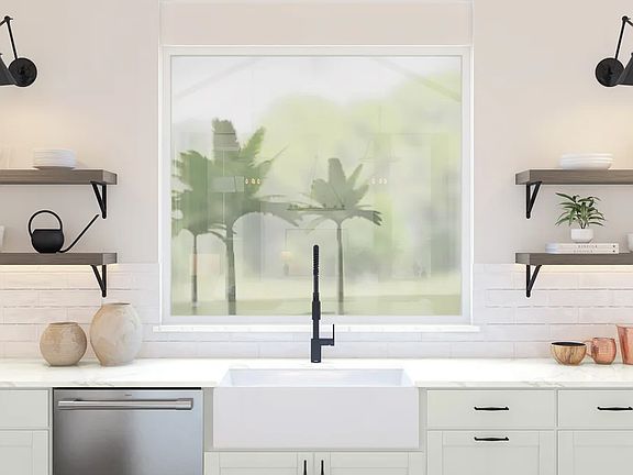 Kitchen with floating shelves