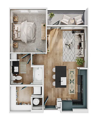 Floor plan A1 (1 Bedroom)