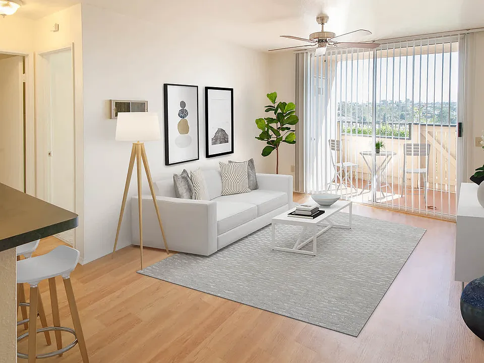 Living Room with Hard Surface Flooring and Balcony